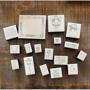 Lot of 17 Stampin’ Up Rubber Stamps Angel Flowers Snowman Pumpkin Bunny Hearts